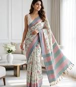 green color cotton silk woven designer saree