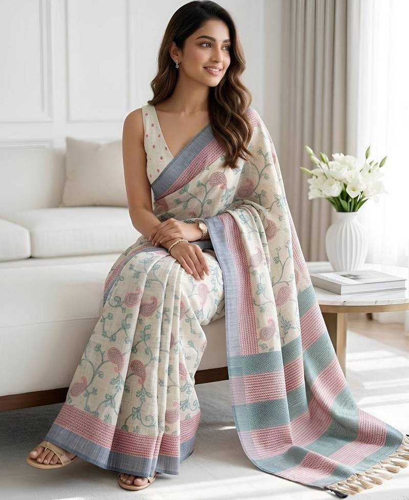 green color cotton silk woven designer saree
