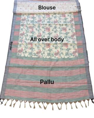 green color cotton silk woven designer saree 4
