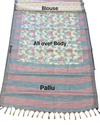 sky blue color cotton silk woven designer saree 5