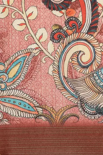 Pink & Red Kalamkari Ready to Wear Tussar Saree