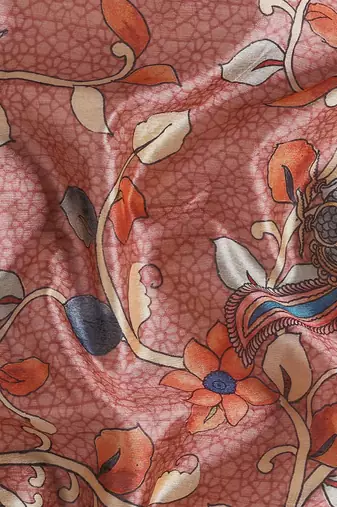 Pink & Red Kalamkari Ready to Wear Tussar Saree