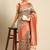 Cream-Coloured & Orange Ethnic Motifs Zari Silk Blend Banarasi Saree