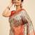 Cream-Coloured & Orange Ethnic Motifs Zari Silk Blend Banarasi Saree