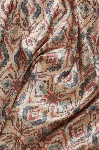 Cream-Coloured & Orange Ethnic Motifs Zari Silk Blend Banarasi Saree