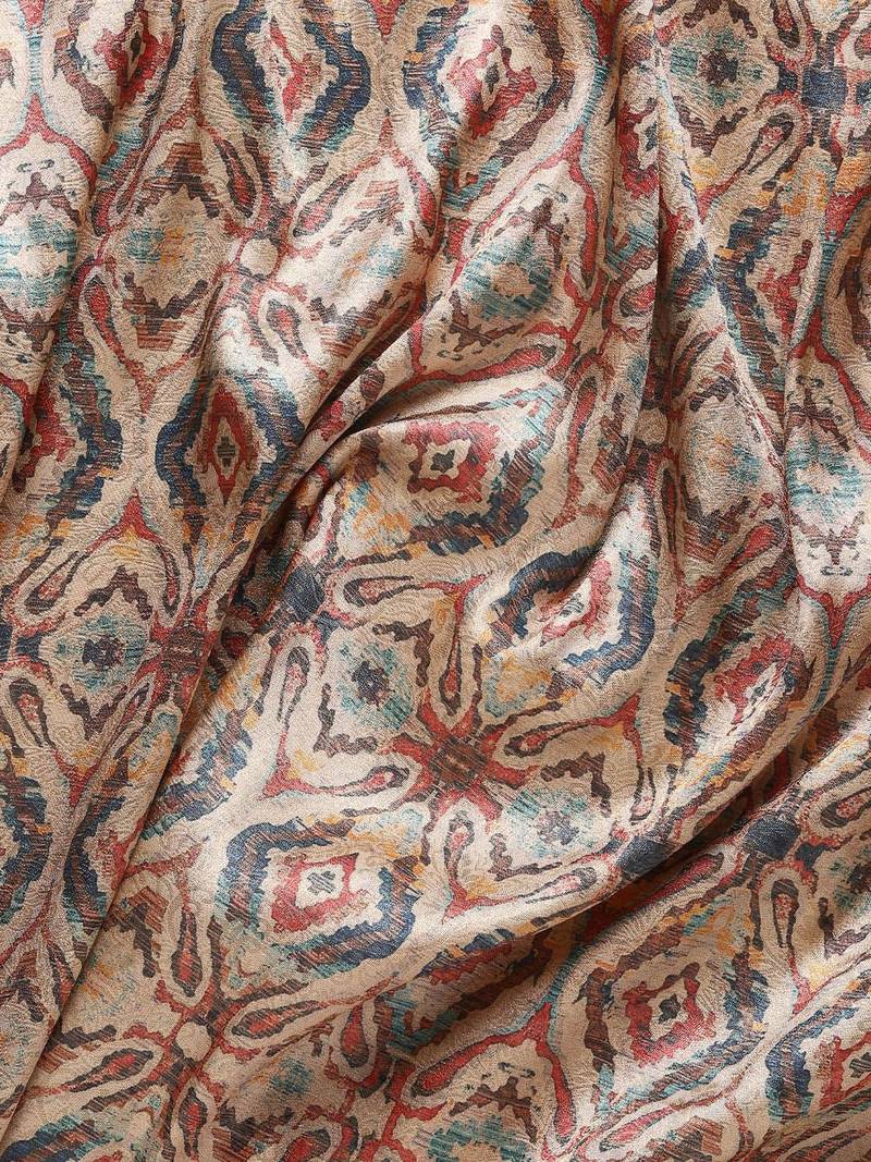 Cream-Coloured & Orange Ethnic Motifs Zari Silk Blend Banarasi Saree
