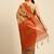Orange & Blue Floral Print Tussar Saree