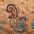 Orange & Blue Floral Print Tussar Saree