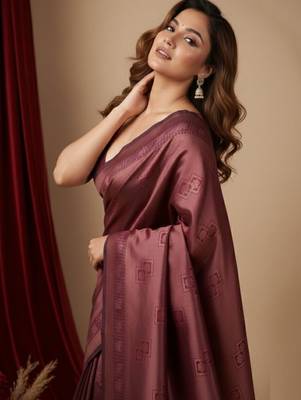 maroon color silk blend saree for graceful ceremonial looks 2