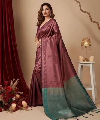 maroon color silk blend saree for graceful ceremonial looks 3