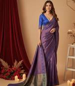purple color silk blend saree for graceful ceremonial looks