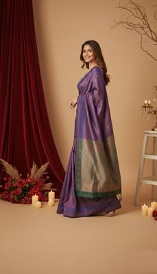 purple color silk blend saree for graceful ceremonial looks 4