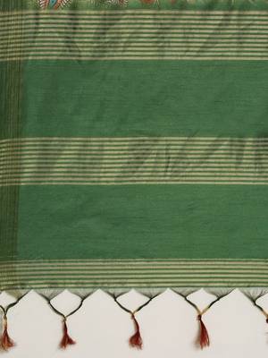 Green & Red Kalamkari Tussar Saree 5