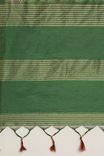 Green & Red Kalamkari Tussar Saree