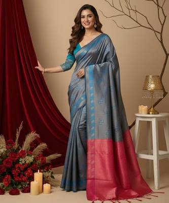 teal blue/pink color silk blend saree for graceful ceremonial looks 1