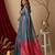 teal blue/pink color silk blend saree for graceful ceremonial looks
