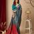 teal blue/red color silk blend saree for graceful ceremonial looks