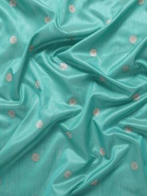 Turquoise Blue Ethnic Motifs Bhagalpuri Saree 5
