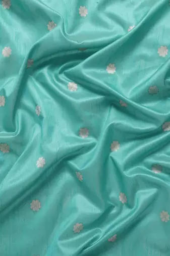 Turquoise Blue Ethnic Motifs Bhagalpuri Saree