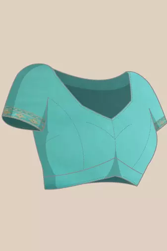 Turquoise Blue Ethnic Motifs Bhagalpuri Saree