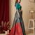 teal blue/red color silk blend saree for graceful ceremonial looks