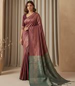 brown color silk blend saree for graceful ceremonial looks