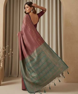 brown color silk blend saree for graceful ceremonial looks 2