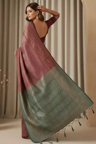 brown color silk blend saree for graceful ceremonial looks