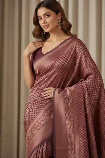 brown color silk blend saree for graceful ceremonial looks