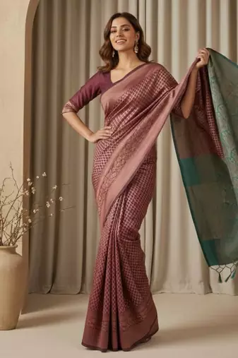 brown color silk blend saree for graceful ceremonial looks