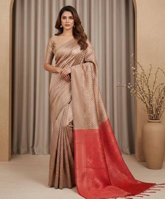 copper color silk blend saree for graceful ceremonial looks 1