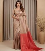 copper color silk blend saree for graceful ceremonial looks