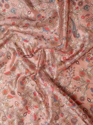 Peach-Coloured & Green Kalamkari Zari Silk Cotton Saree 5