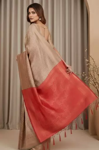 copper color silk blend saree for graceful ceremonial looks