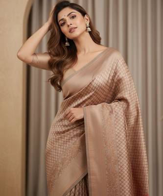 copper color silk blend saree for graceful ceremonial looks 3