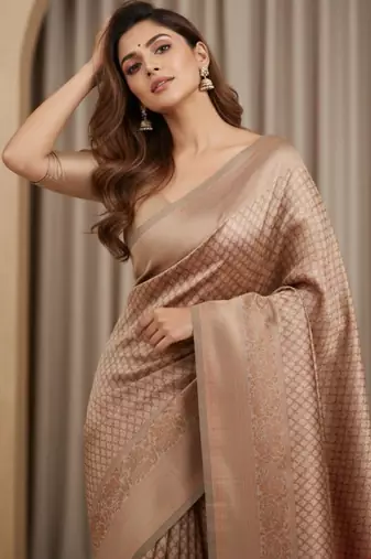 copper color silk blend saree for graceful ceremonial looks