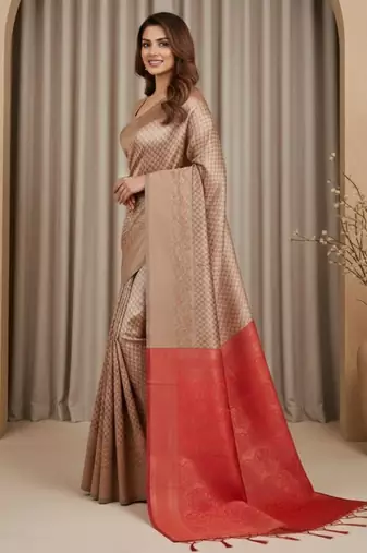 copper color silk blend saree for graceful ceremonial looks
