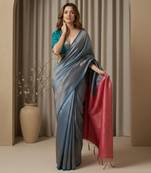teal blue color silk blend saree for graceful ceremonial looks