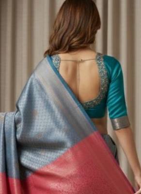teal blue color silk blend saree for graceful ceremonial looks 2