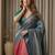 teal blue color silk blend saree for graceful ceremonial looks