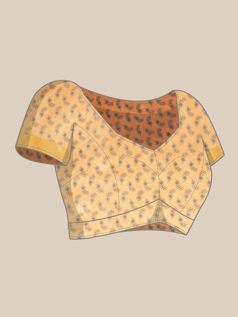 Maroon & Yellow Kalamkari Zari Silk Cotton Tussar Saree