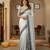 grey color manipuri kalam smart glamorous looks saree