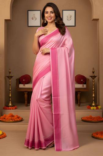 pink color manipuri kalam smart glamorous looks saree