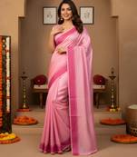 pink color manipuri kalam smart glamorous looks saree
