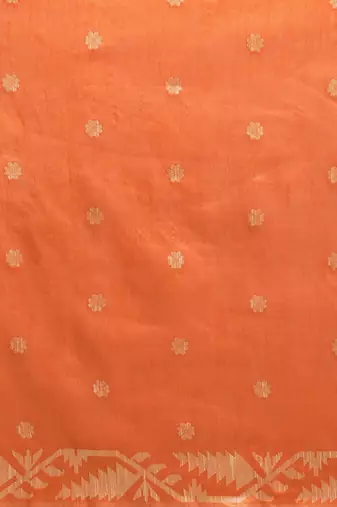 Peach-Coloured & Beige Ethnic Motifs Bhagalpuri Saree
