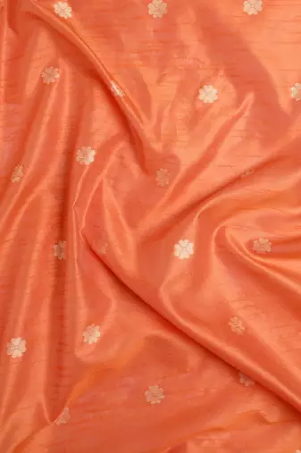 Peach-Coloured & Beige Ethnic Motifs Bhagalpuri Saree