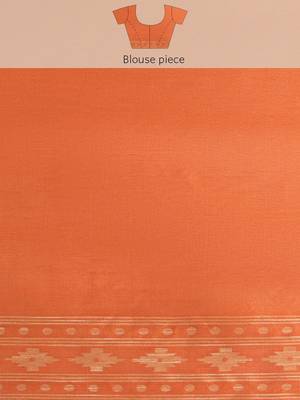 Peach-Coloured & Beige Ethnic Motifs Bhagalpuri Saree 7