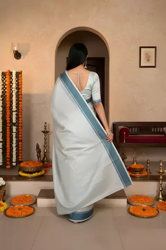 teal green color manipuri kalam smart glamorous looks saree