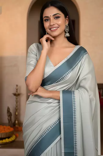 teal green color manipuri kalam smart glamorous looks saree