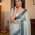 teal green color manipuri kalam smart glamorous looks saree